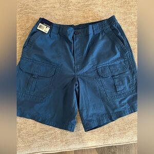 Vintage 90s, Basic Editions Men's Blue Cotton Cargo Shorts, Sz Large. New w/ tag